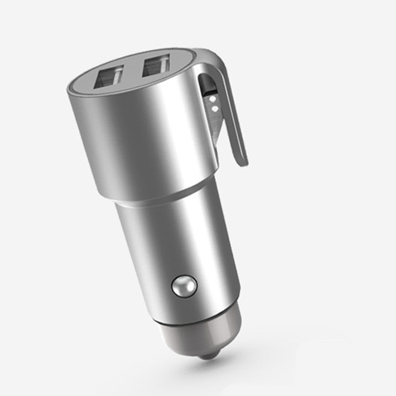 Dual Port Car Charger with Window Breaker and Seat Belt Cutter