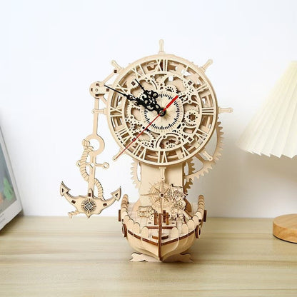 Pirate Ship Clock 3D Wooden Puzzle