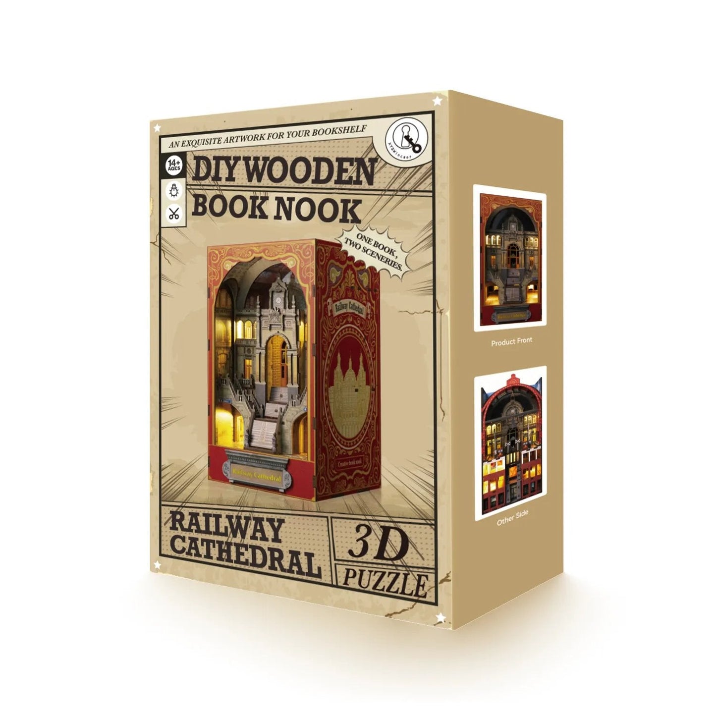 Railway Cathedral | DIY Book Nook Kit | Bookend in Double Scenes