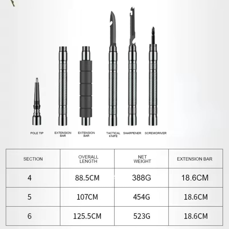Portable Retractable Self-defense Stick, with One-touch Operation, Automatic Spring, Window Breaker and Silicone Grip