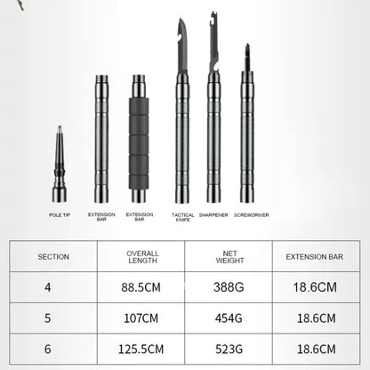 Portable Retractable Self-defense Stick, with One-touch Operation, Automatic Spring, Window Breaker and Silicone Grip