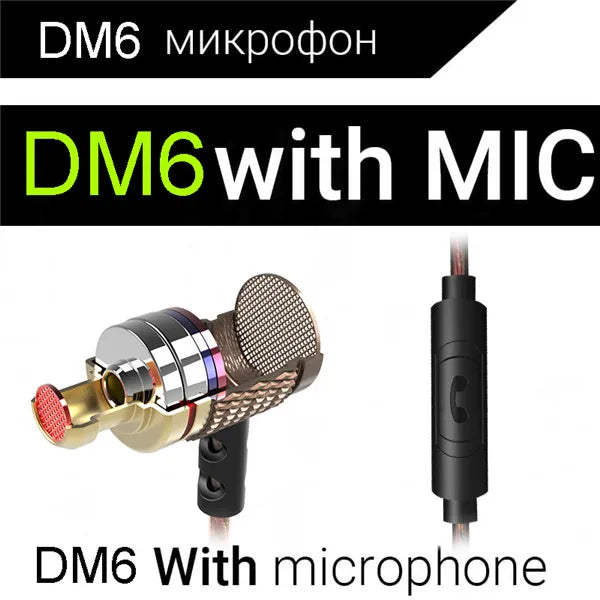 KZ-DM6 Professional In-Ear Earphone Metal Heavy Bass Sound Quality Music Earphone