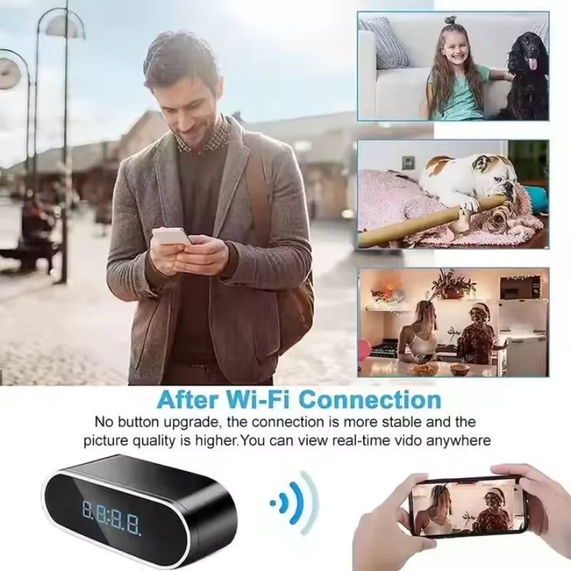  Bedside Clock Video Camera with Night Vision and WIFI Control Full HD 