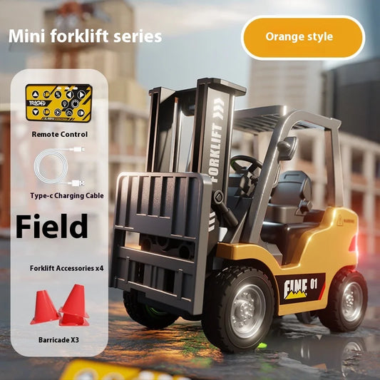 RC Car Desktop Remote Control Forklift Simulation Trolley Gifts Toys Compact Moving Goods Alloy Mini Forklift Truck