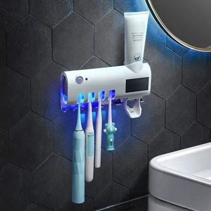 Smart Toothbrush Holder - Auto Dispenser, USB Recharge, Wall - Mount, Multi - Brush, Vent, for Bathrooms