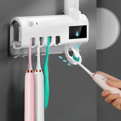 Smart Toothbrush Holder - Auto Dispenser, USB Recharge, Wall - Mount, Multi - Brush, Vent, for Bathrooms