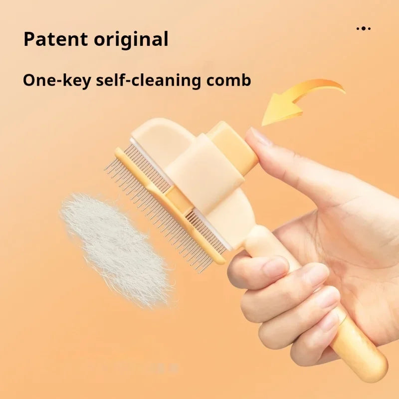 Pet Grooming Comb - Knot Remover & Self-Cleaning Brush for Cats & Dogs