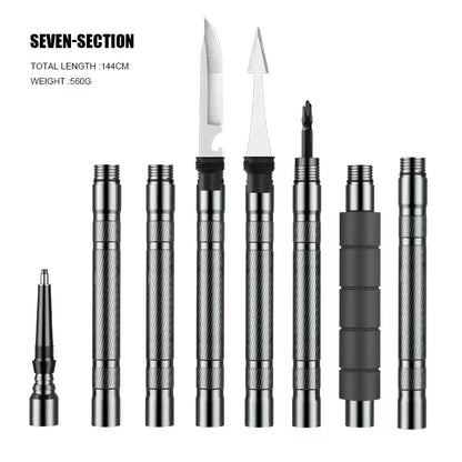 Portable Retractable Self-defense Stick, with One-touch Operation, Automatic Spring, Window Breaker and Silicone Grip