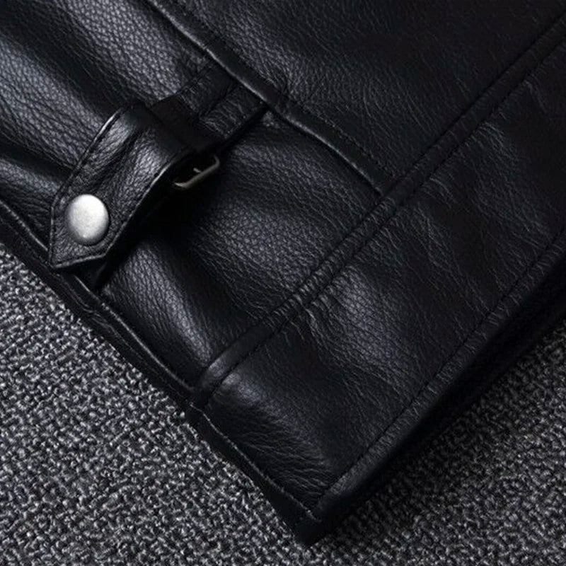 Black Genuine Cowhide Leather Jacket
