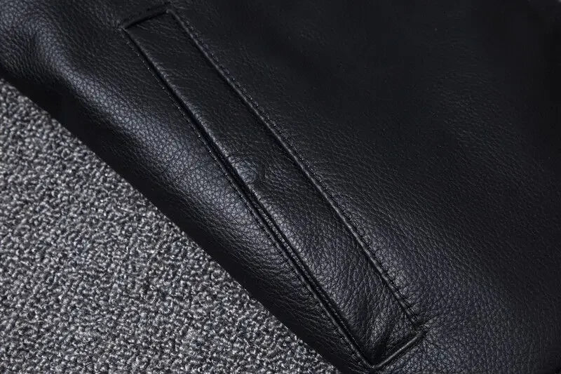 Black Genuine Cowhide Leather Jacket