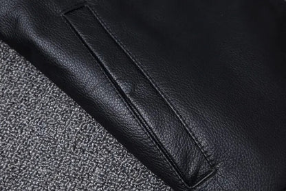 Black Genuine Cowhide Leather Jacket