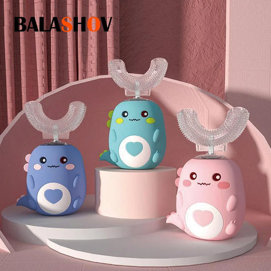 Kids U-Shaped Electric Toothbrush – 360° Smart Sonic Cartoon Brush Silicone