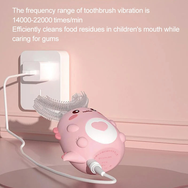 Kids U-Shaped Electric Toothbrush – 360° Smart Sonic Cartoon Brush Silicone
