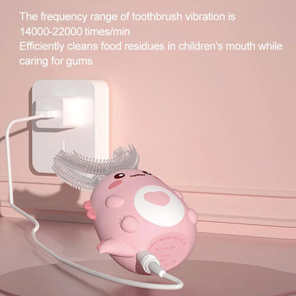 Kids U-Shaped Electric Toothbrush – 360° Smart Sonic Cartoon Brush Silicone