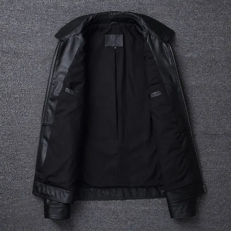 Black Genuine Cowhide Leather Jacket