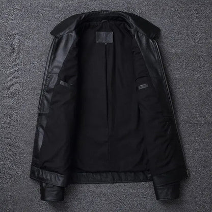 Black Genuine Cowhide Leather Jacket
