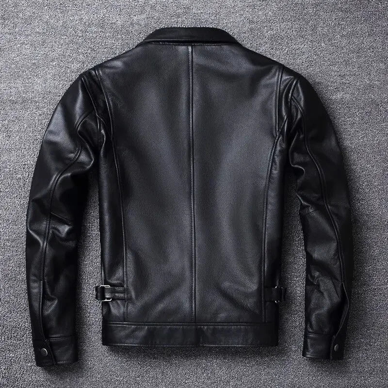 Black Genuine Cowhide Leather Jacket