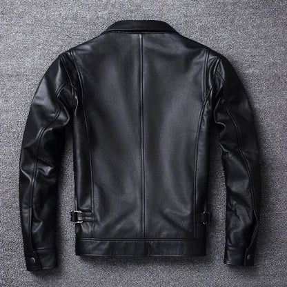 Black Genuine Cowhide Leather Jacket