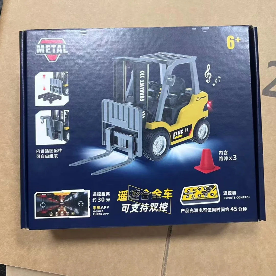 RC Car Desktop Remote Control Forklift Simulation Trolley Gifts Toys Compact Moving Goods Alloy Mini Forklift Truck