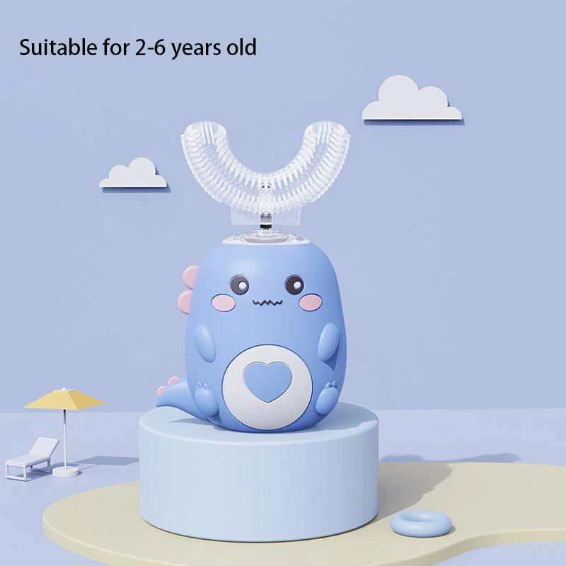 Kids U-Shaped Electric Toothbrush – 360° Smart Sonic Cartoon Brush Silicone