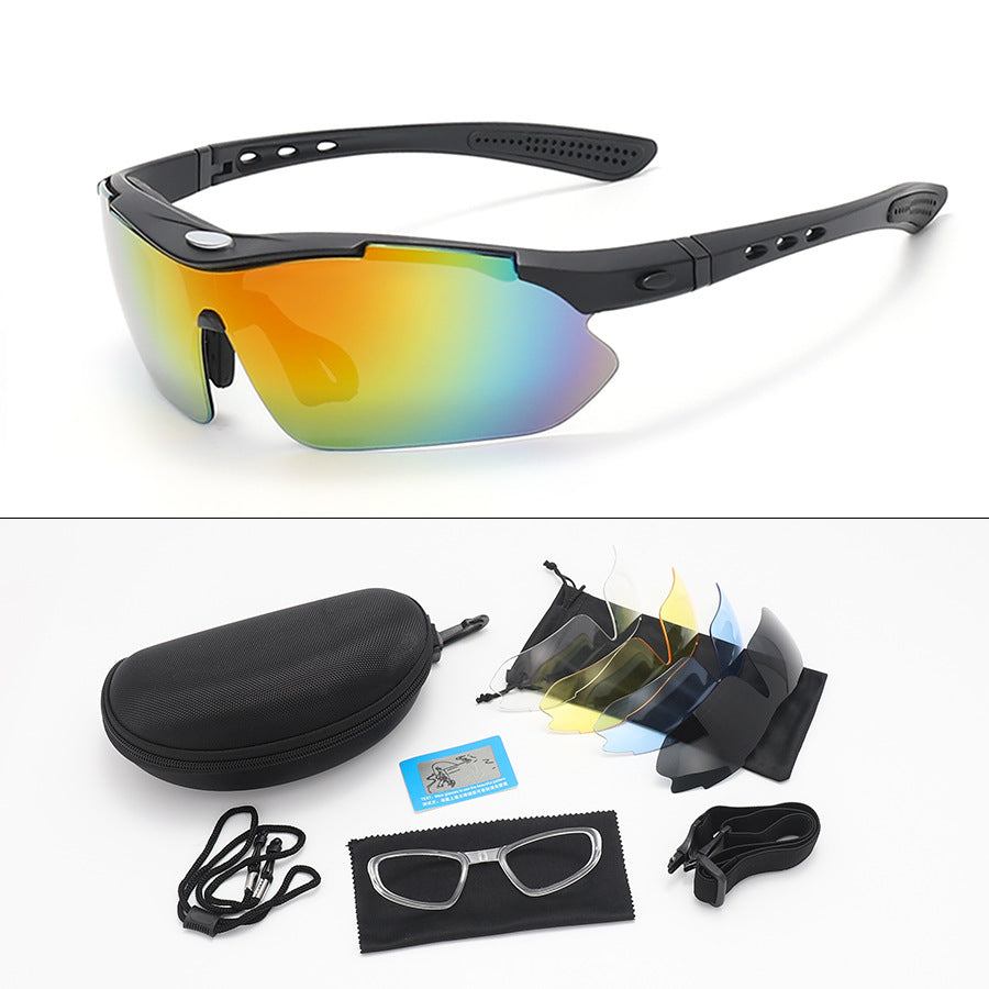 Polarized Cycling Sunglasses Bicycle UV400 Goggles Sports Eyewear Glasses with 5 Interchangeable Lenses Unbreakable For Outdoor