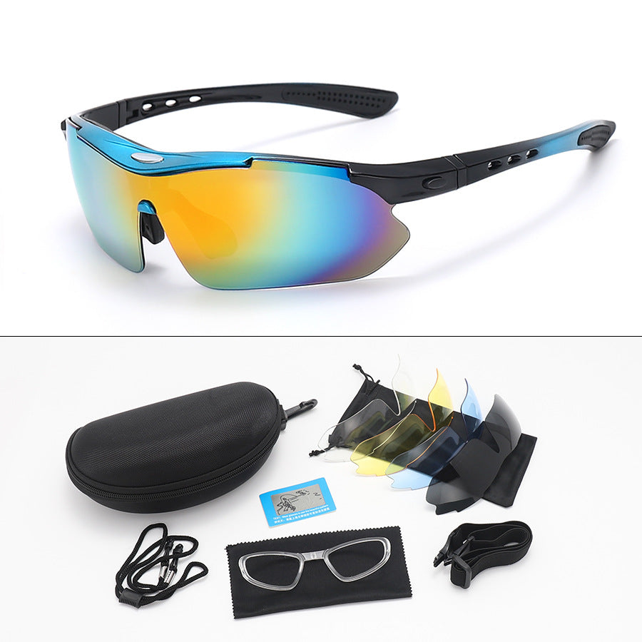 Polarized Cycling Sunglasses Bicycle UV400 Goggles Sports Eyewear Glasses with 5 Interchangeable Lenses Unbreakable For Outdoor