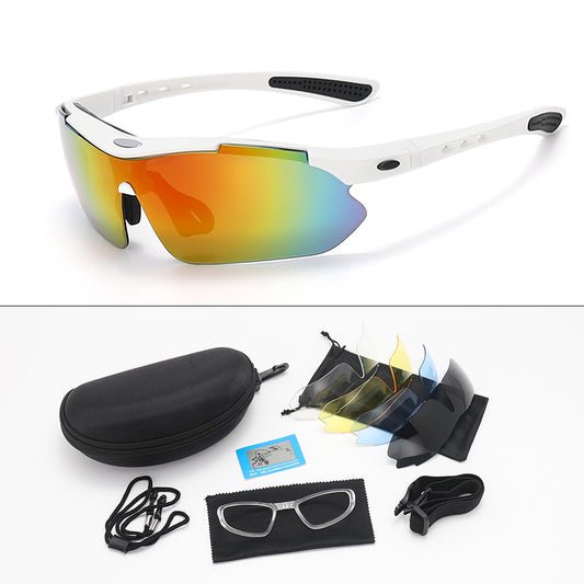 Polarized Cycling Sunglasses Bicycle UV400 Goggles Sports Eyewear Glasses with 5 Interchangeable Lenses Unbreakable For Outdoor