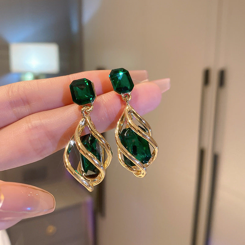 Diamond-encrusted Metal Long Tassel Earrings For Women