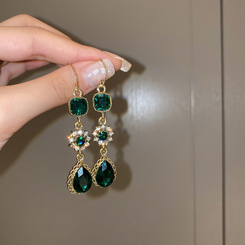 Diamond-encrusted Metal Long Tassel Earrings For Women