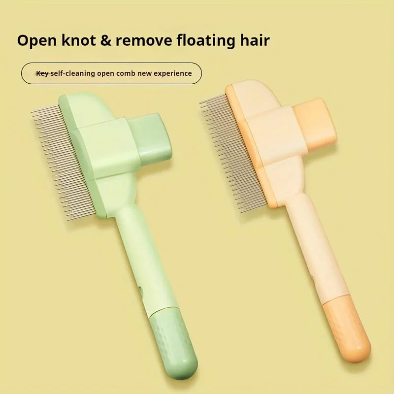 Pet Grooming Comb - Knot Remover & Self-Cleaning Brush for Cats & Dogs