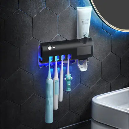 Smart Toothbrush Holder - Auto Dispenser, USB Recharge, Wall - Mount, Multi - Brush, Vent, for Bathrooms