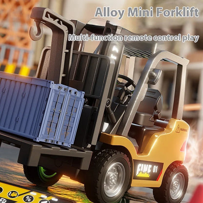 RC Car Desktop Remote Control Forklift Simulation Trolley Gifts Toys Compact Moving Goods Alloy Mini Forklift Truck
