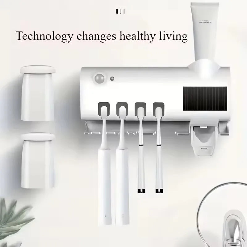 Smart Toothbrush Holder - Auto Dispenser, USB Recharge, Wall - Mount, Multi - Brush, Vent, for Bathrooms