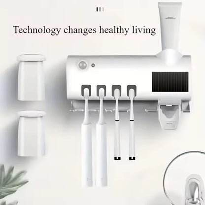 Smart Toothbrush Holder - Auto Dispenser, USB Recharge, Wall - Mount, Multi - Brush, Vent, for Bathrooms