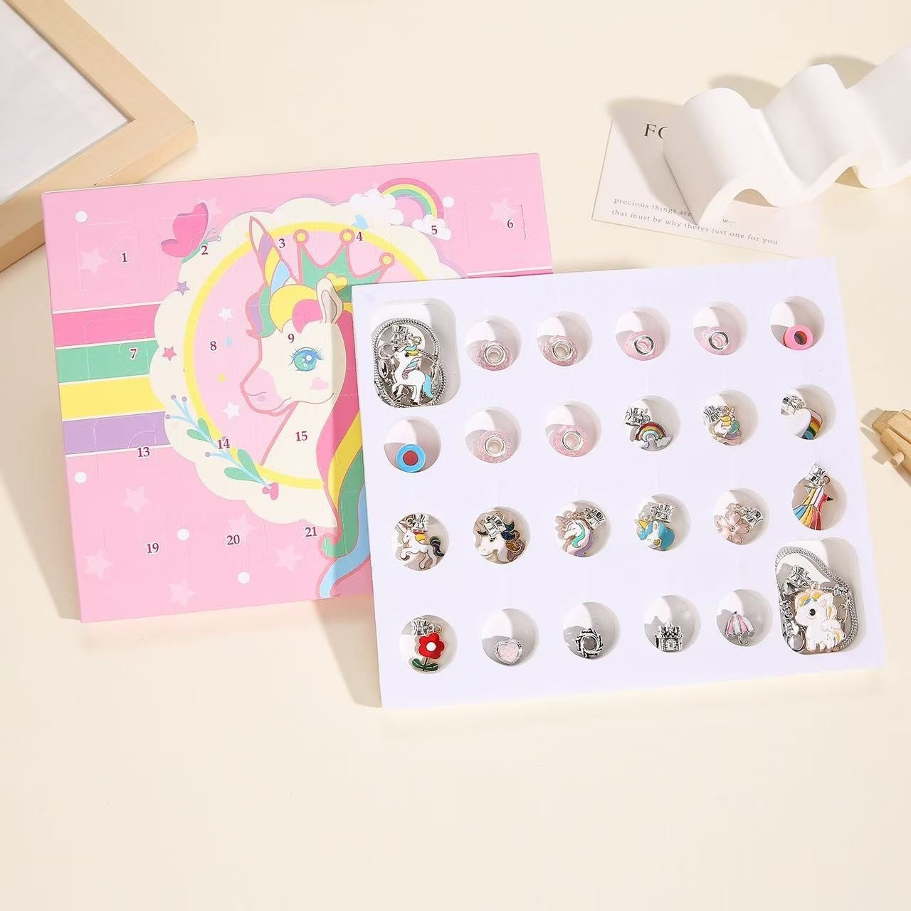 Unicorn Advent Calendar Christmas Countdown Bracelet Set