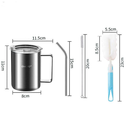 Stainless Steel Travel Mug with Leakproof Lid and Straw, for Home, Office, Driving