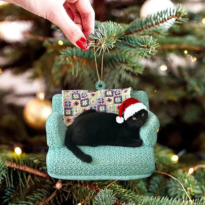 Acrylic Black Cat Christmas Ornaments – Adorable Tree Pendants for Weddings, Parties, and Festive Home Décor