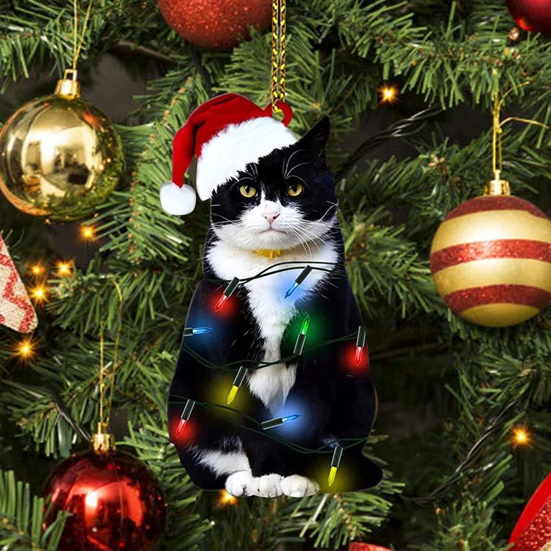 Acrylic Black Cat Christmas Ornaments – Adorable Tree Pendants for Weddings, Parties, and Festive Home Décor