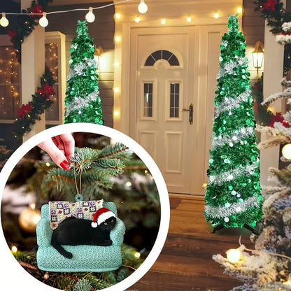 Acrylic Black Cat Christmas Ornaments – Adorable Tree Pendants for Weddings, Parties, and Festive Home Décor