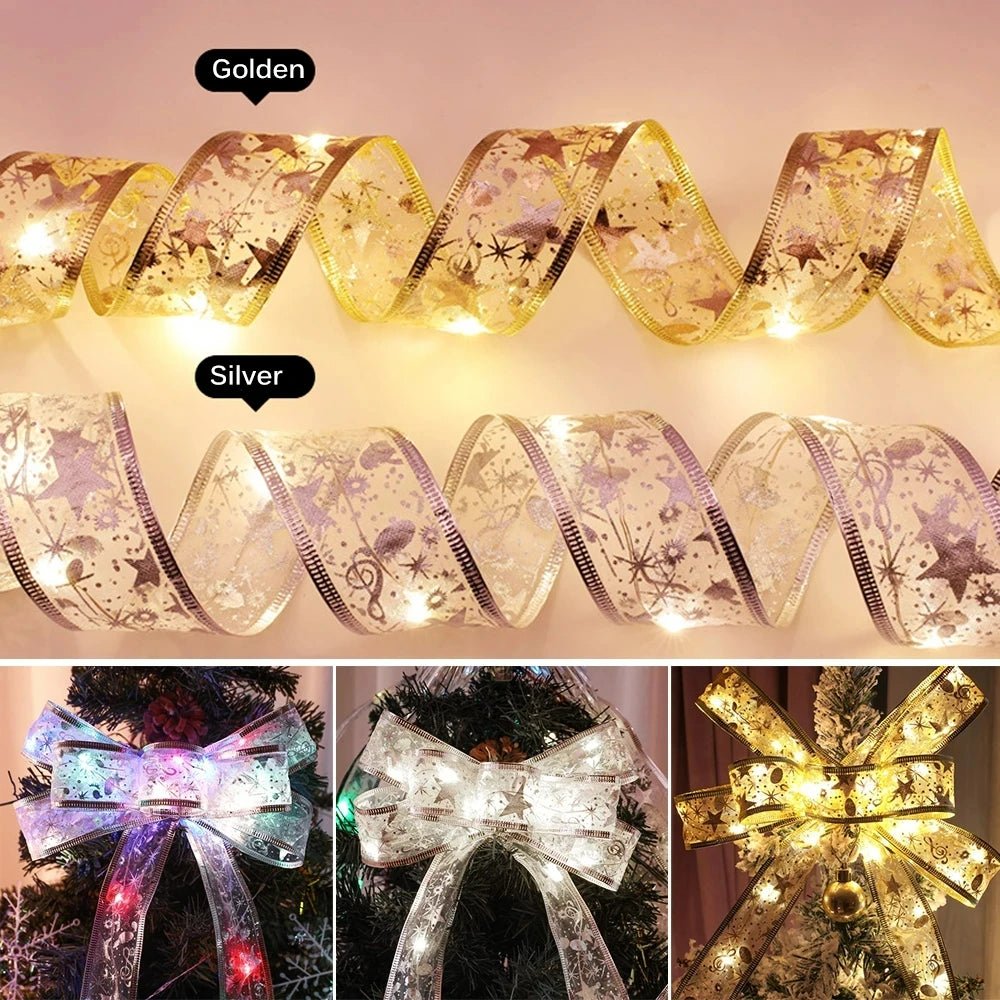 Battery-Operated Christmas Ribbon Light - LED Ribbon Fairy Lights Christmas Tree Ornaments