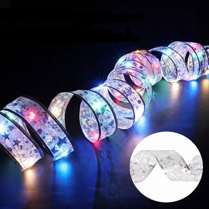Battery-Operated Christmas Ribbon Light - LED Ribbon Fairy Lights Christmas Tree Ornaments