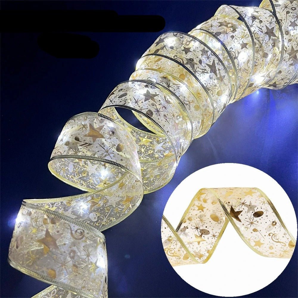 Battery-Operated Christmas Ribbon Light - LED Ribbon Fairy Lights Christmas Tree Ornaments