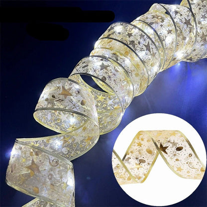 Battery-Operated Christmas Ribbon Light - LED Ribbon Fairy Lights Christmas Tree Ornaments