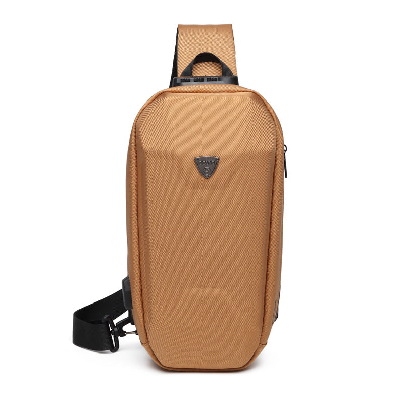 Hard Shell Sling Bag with Lock, USB Port, Waterproof Material, Anti-theft Zips