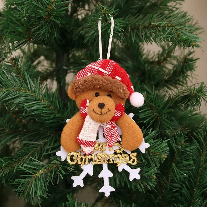 Christmas Cartoon Plush Doll Hanging Ornaments – Adorable Santa Claus, Snowman, Reindeer, Bear, and Tree Ornaments for a Joyful Holiday Touch
