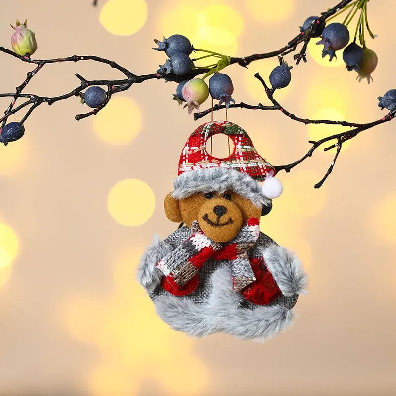 Christmas Cartoon Plush Doll Hanging Ornaments – Adorable Santa Claus, Snowman, Reindeer, Bear, and Tree Ornaments for a Joyful Holiday Touch