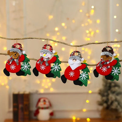 Christmas Cartoon Plush Doll Hanging Ornaments – Adorable Santa Claus, Snowman, Reindeer, Bear, and Tree Ornaments for a Joyful Holiday Touch