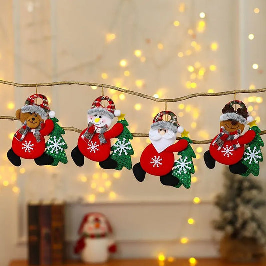Christmas Cartoon Plush Doll Hanging Ornaments – Adorable Santa Claus, Snowman, Reindeer, Bear, and Tree Ornaments for a Joyful Holiday Touch