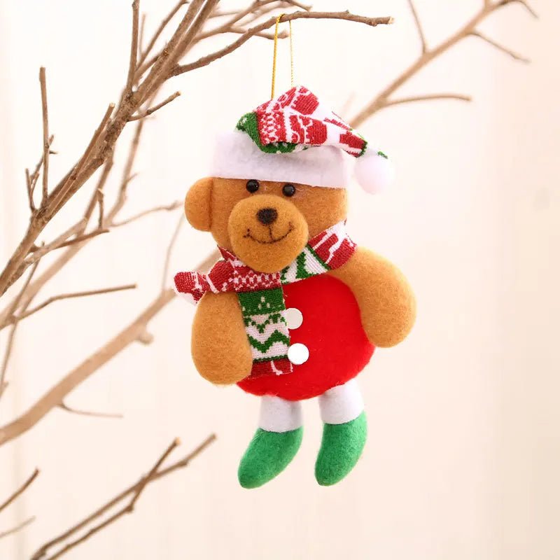 Christmas Cartoon Plush Doll Hanging Ornaments – Adorable Santa Claus, Snowman, Reindeer, Bear, and Tree Ornaments for a Joyful Holiday Touch