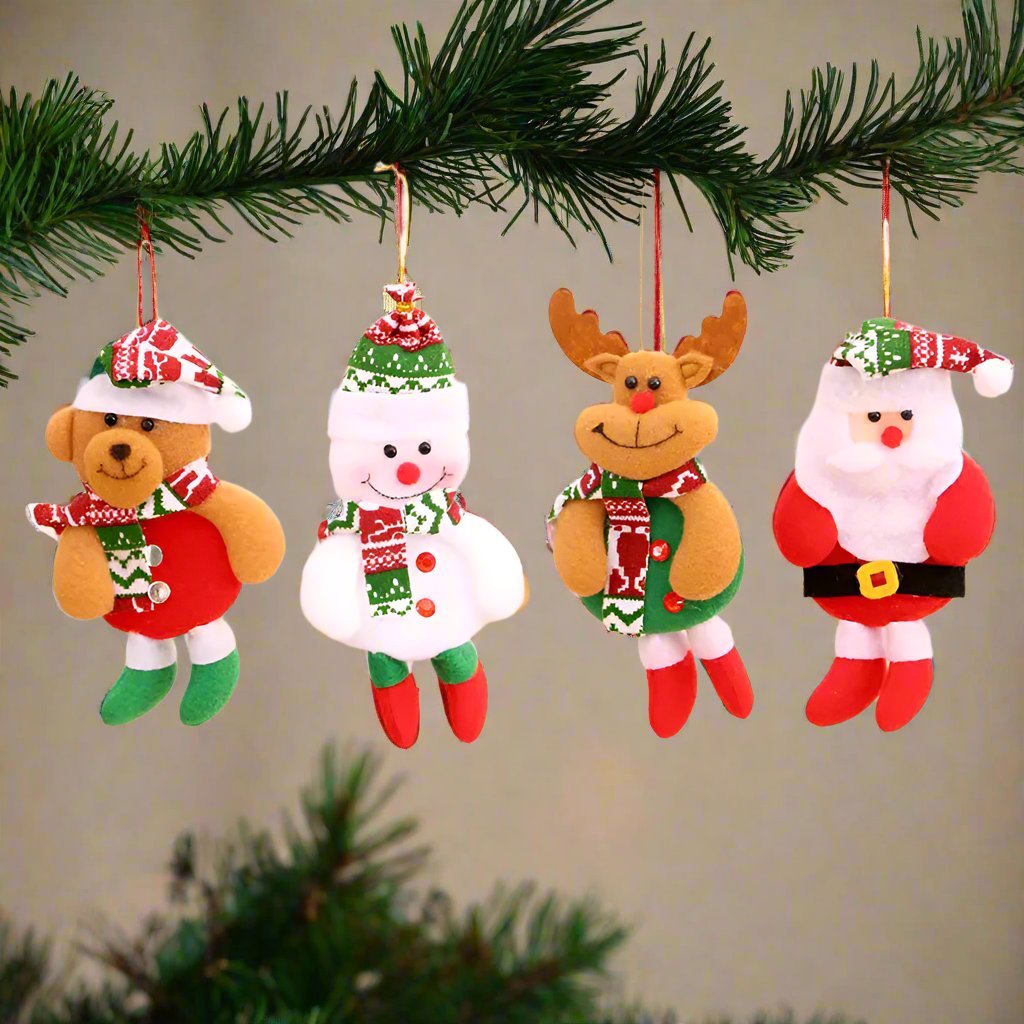 Christmas Cartoon Plush Doll Hanging Ornaments – Adorable Santa Claus, Snowman, Reindeer, Bear, and Tree Ornaments for a Joyful Holiday Touch